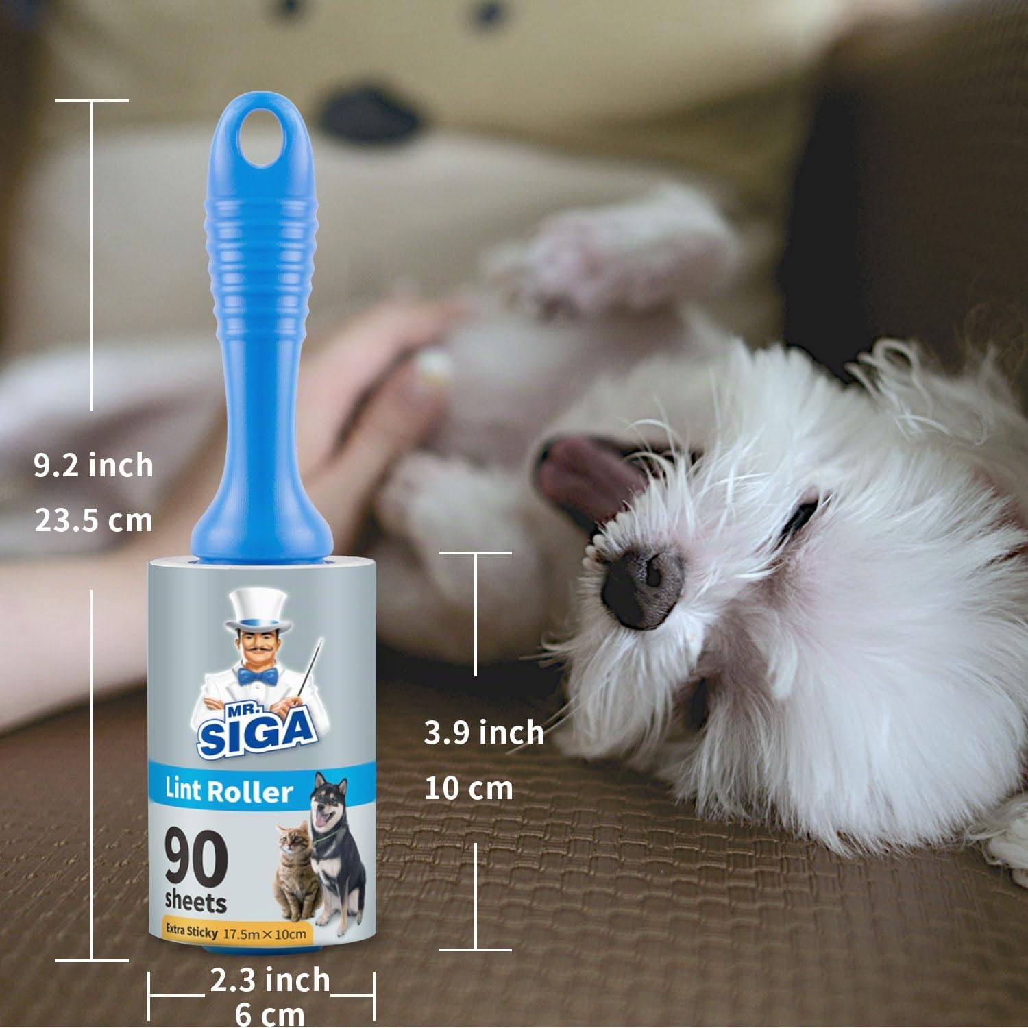 MR.SIGA Rouleau Poils Animaux Extra Collant, Rouleau Adhesif Vêtement, Brosse Adhesive pour Poils Cheveux, 450 Feuilles Faciles à Déchirer, Lot de 5