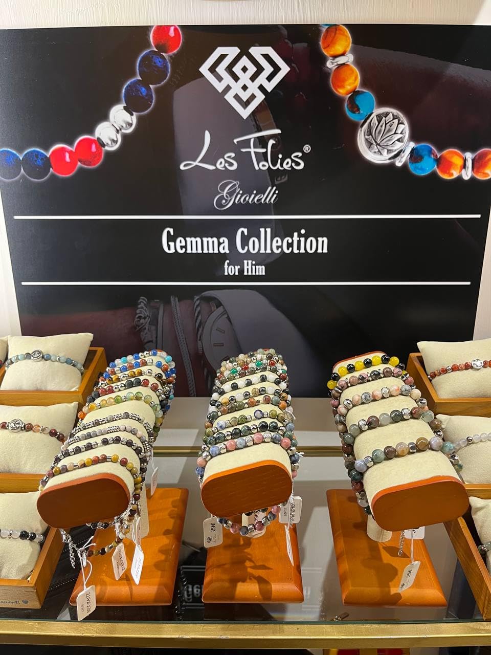 Bracciale, Cavigliera, Collana "Zebra" in Pietra Naturale e Acciaio Inox - Les Folies