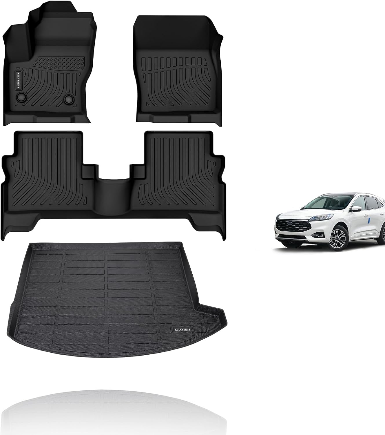 KELCSEECS All Weather Floor Mats & Cargo Liner Full Set