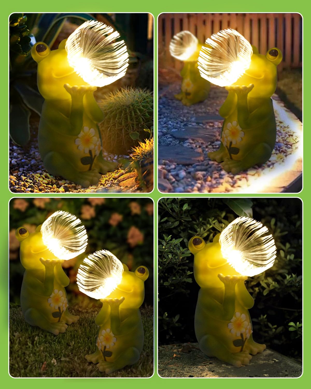 FREECUBE Statua da giardino per esterni, statua da giardino a forma di rana, decorazione da giardino, luci solari per esterni, interni, patio, prato