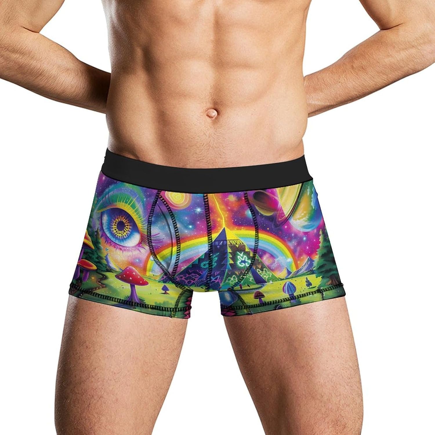 Magic Evil Eyes Mushroom Egyptian Pyramid Novelty Men's Trunks Soft Breathable Underwear Patterned Stretch Briefs