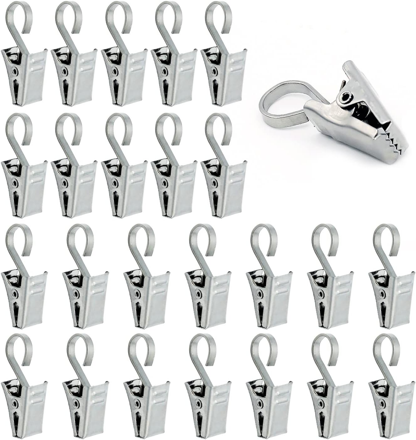 24 Pcs Set of Curtain Clips, Stainless Steel Curtain Hooks, Multifunction Curtain Entrainment