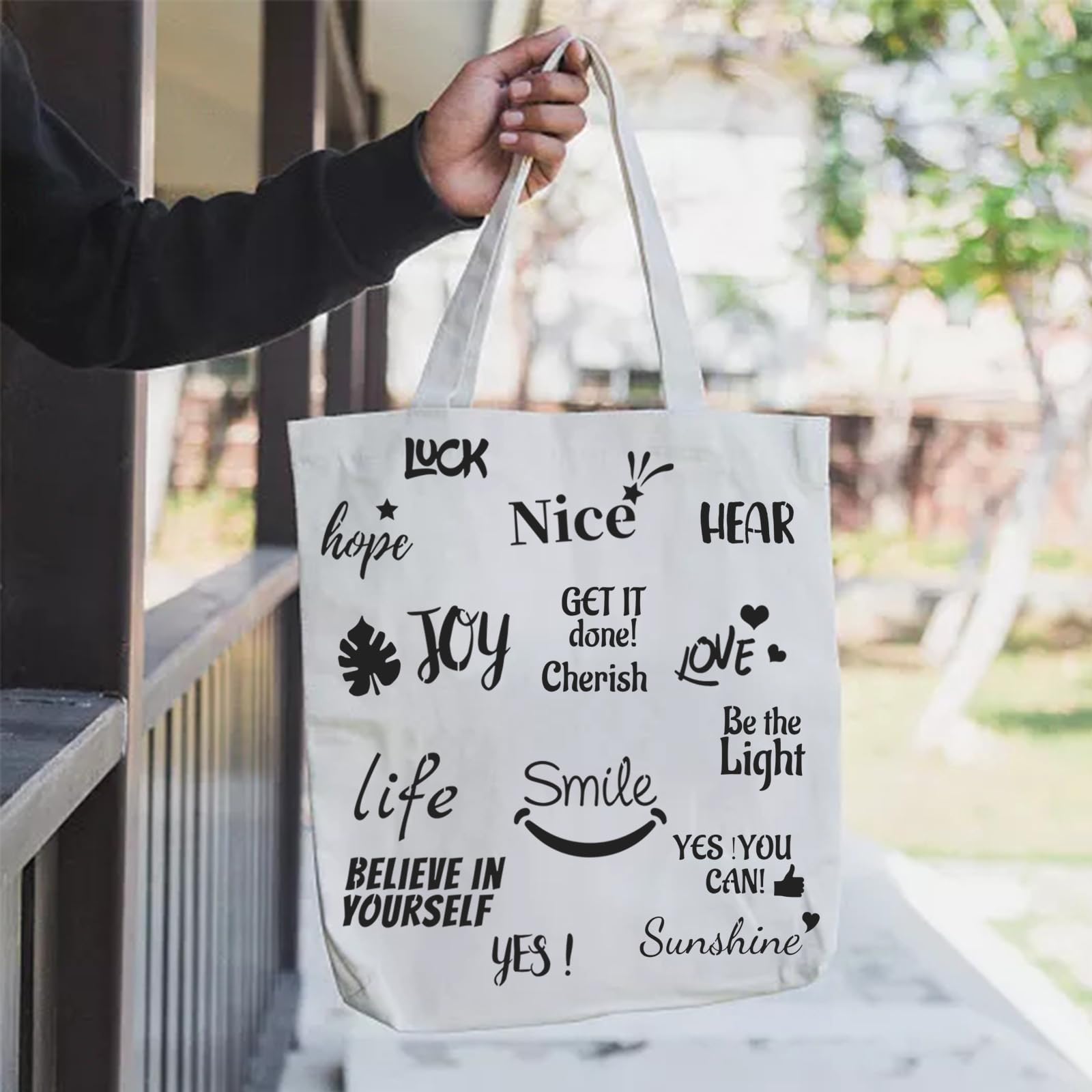 CIEMODA Inspirational Word Stencils,4 Pcs Words & Quote Templates 8 x 11.7 Inch Reusable Stencils for Painting on Wood, Fabric, Paper, Wall DIY Drawing Craft - Image 6