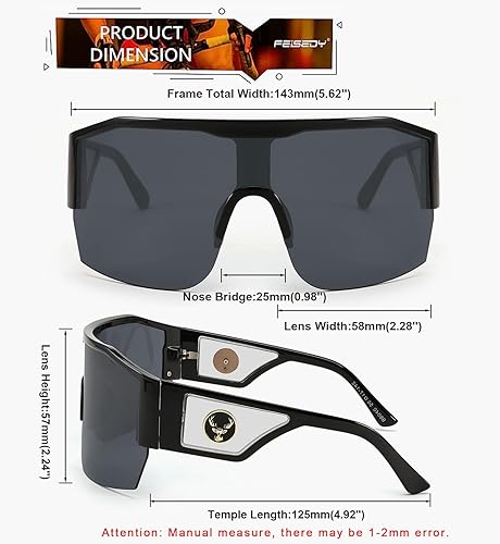 Miniatura 6 de FEISEDY De gran tamaño cuadrado de una pieza sin marco elegante gafas de sol mujeres hombres lujo sombras B4043