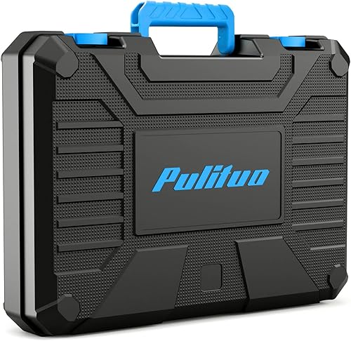 Miniatura 9 de PULITUO Juego de herramientas, juego de taladro para el hogar de 148 piezas con taladro inalámbrico azul de 12 V, kits de herramientas manuales y