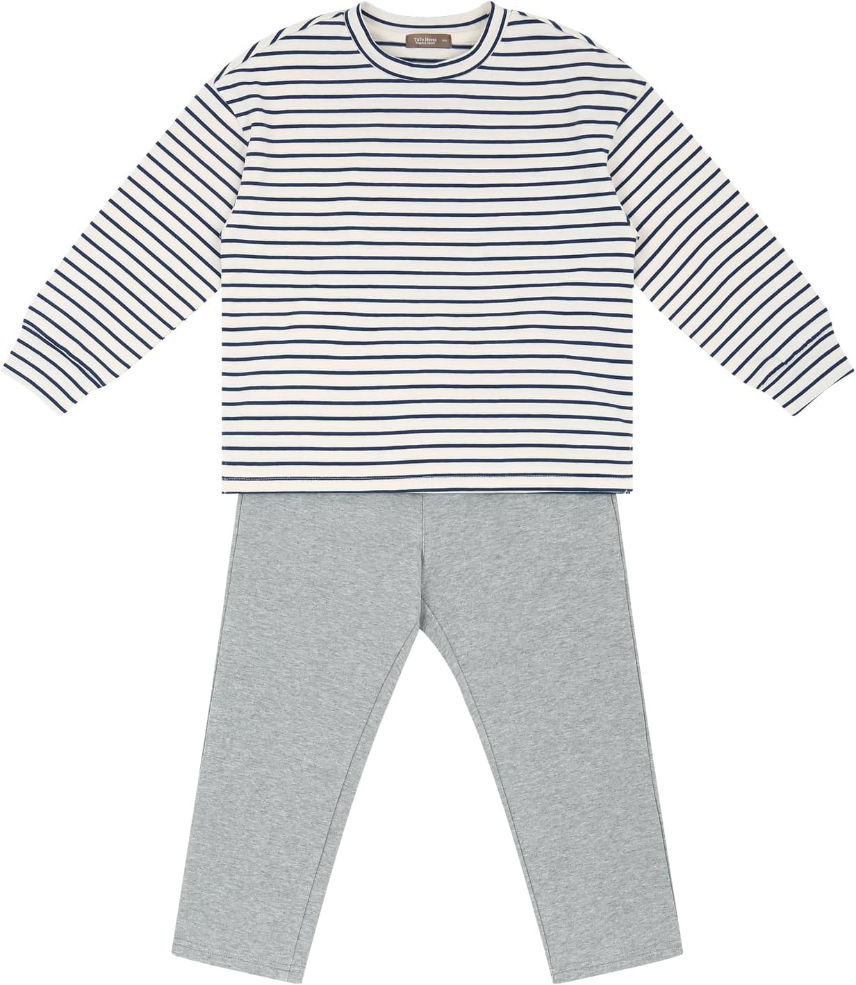Kids 2-Piece Clothing Set, Striped Long Sleeve T-Shirt Gray Sweatpants, Sweatsuit Lounge Sets, Casual Daily Wear