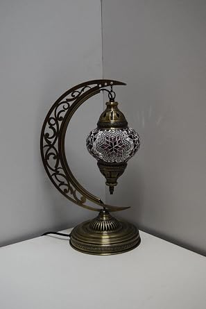 Mozaik Masa Lambası Hilal,Türk Yapımı Masa Lambası Yarım Ay, Mozaik Masa Lambası, Model17