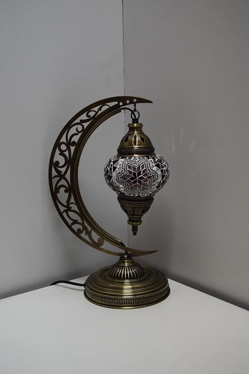 Mozaik Masa Lambası Hilal,Türk Yapımı Masa Lambası Yarım Ay, Mozaik Masa Lambası, Model17