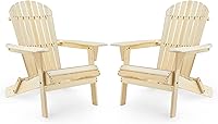 Vista 25 de Juego de 2 sillas Adirondack plegables de madera para exteriores con respaldo premontado, silla de patio de madera para jardín, patio trasero