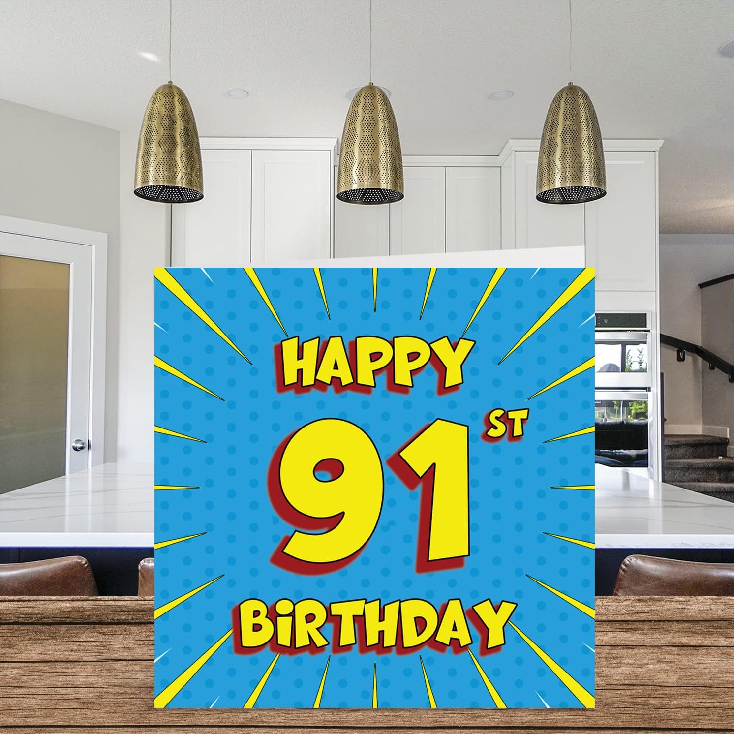 Fun 91st Birthday Cards for Men Woman - Comic Book - Happy Birthday Card for Grandma Gran Nan Pop Pops Great Grandpa Nanny Mom Dad Papa Granny, 5.7 x 5.7 Inch Greeting Cards, 91st Birthday Card
