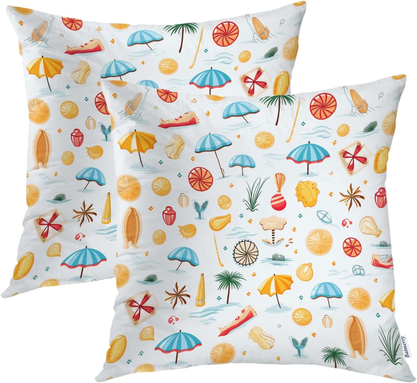 Batmerry Seaside Holiday Scenery Throw Pillow Covers,Amazing Beach in KOH Samui Decorative Pillow Covers Digital Printing Blended Fabric for Couch Sofa Bed Invisible Zipper 22X22 in