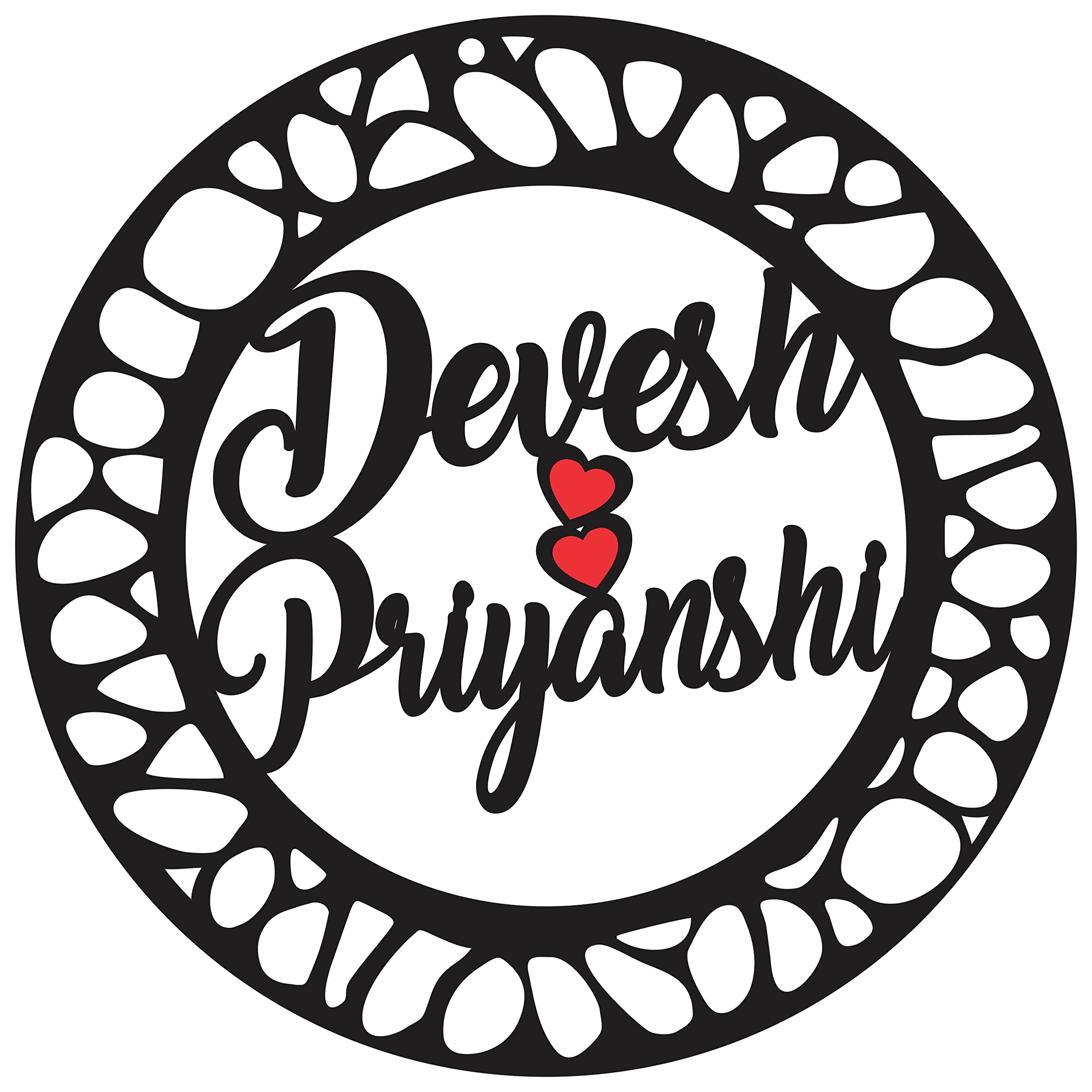 Pink n PurpleCouple Name Customized MDF Frame | Circle Shape | Best for Anniversary Gift, Wedding Gift, Valentine Gift, First Meet Gift Size 12 X 12 Inches