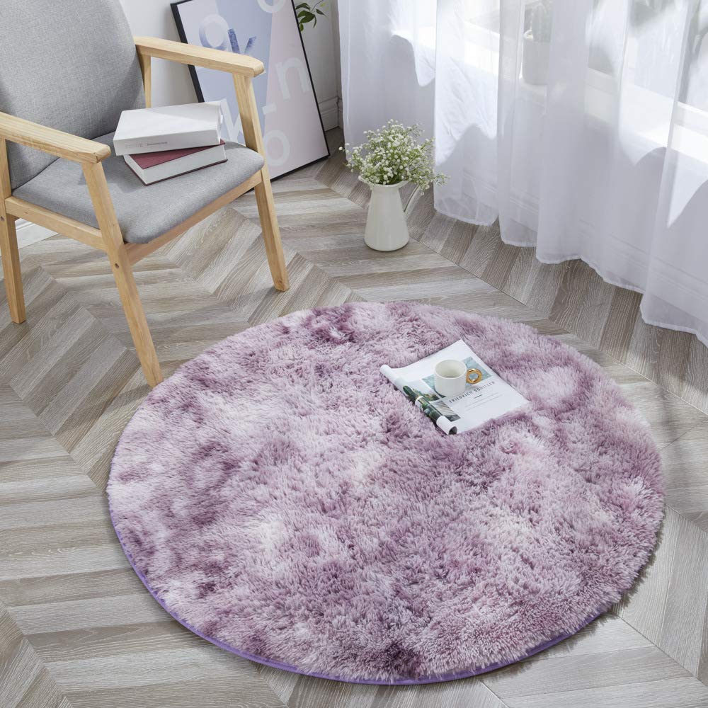 Tapis rond antidérapant lavable 120cm pour déco chambre et entrée