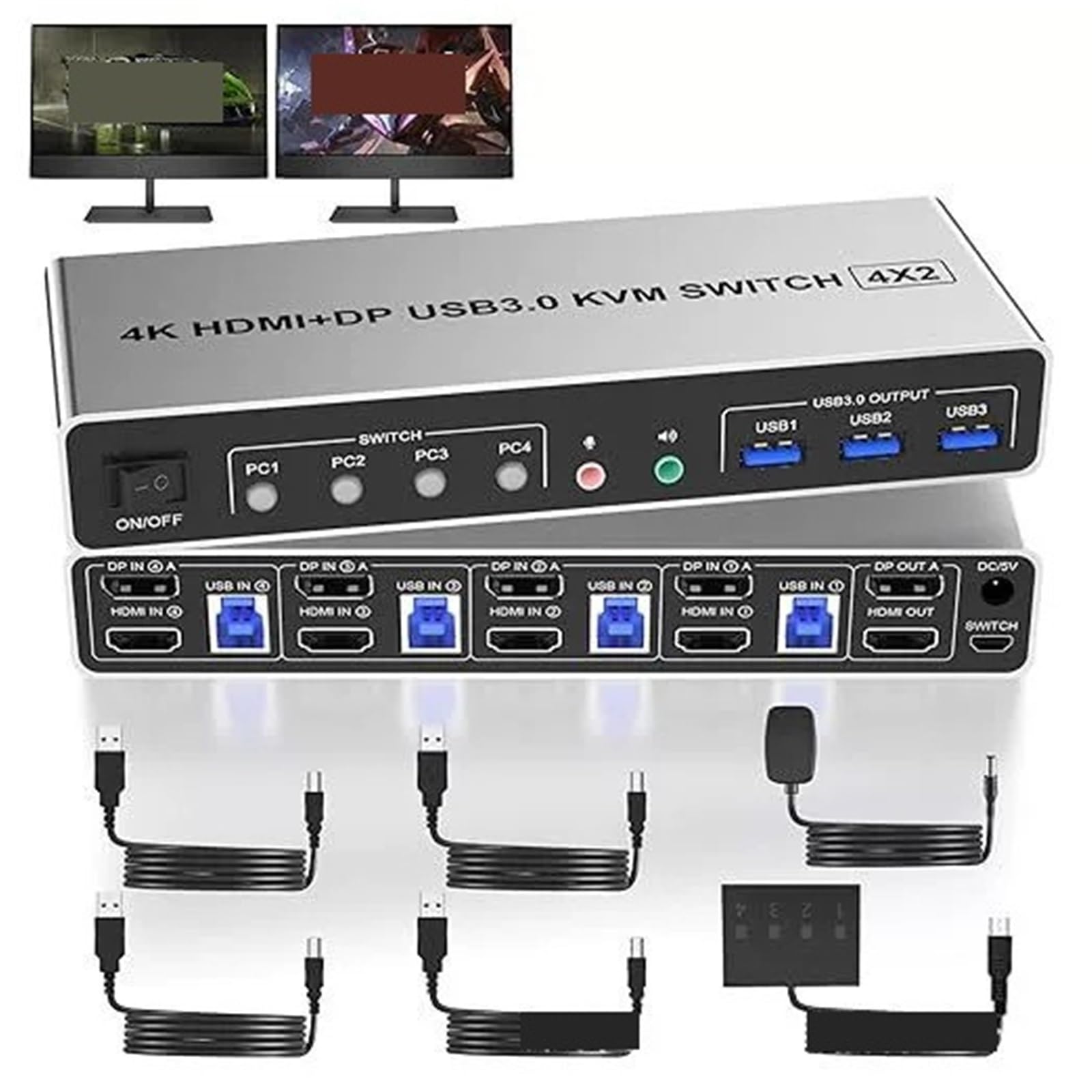 Stazione di Ricarica USB, Switch KVM USB 3.0 da 2 Pezzi