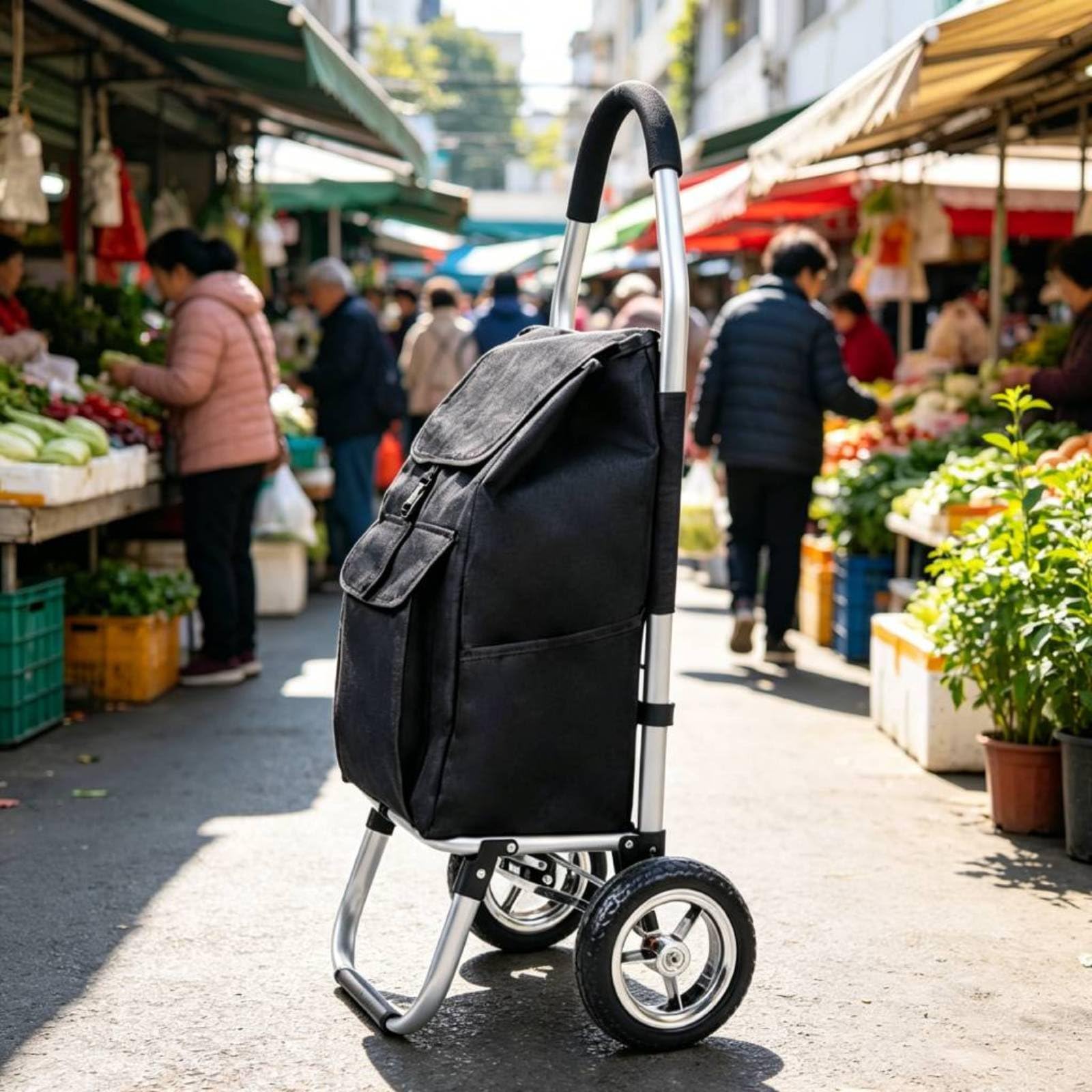 Gralara Carro Plegable Plegable de Aluminio Ligero Carro de la con Bolsa Gran Capacidad Transporte para Viaje