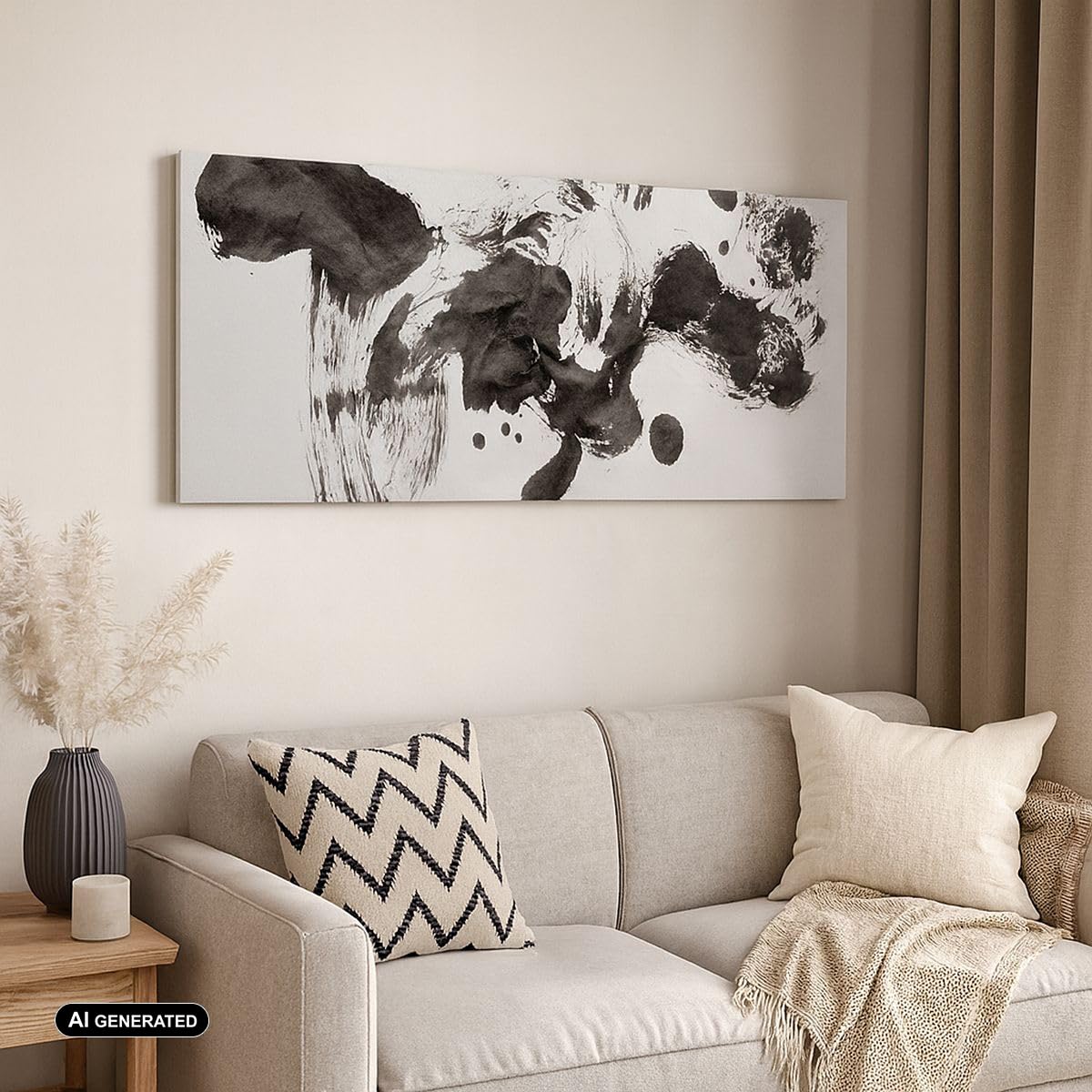 ARTTOR Bilder auf Leinwand 160x50cm Wandbild Abstrakt Schwarz-Weiß - 5426