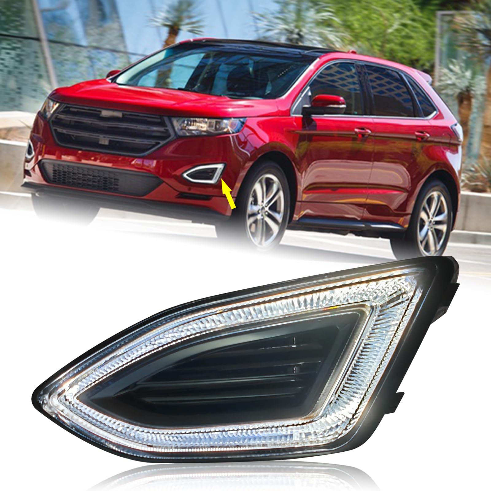 KAMDKI Left Driver Side LED Fog Light Compatible for 2015-2018
