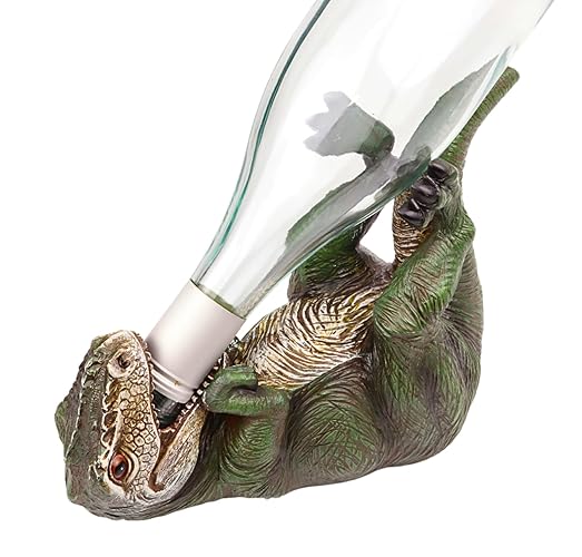 Needzo Decorative Dinosaur Wine Bottle Holder, Unique Gifts for Bar Display, 9 x 5 x 7 Inches