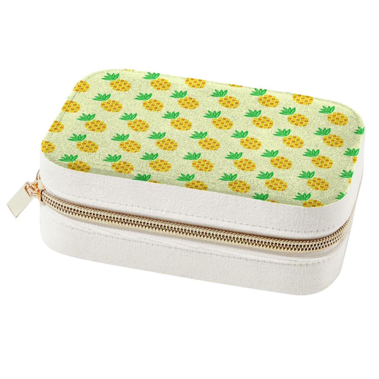 Boîte à bijoux portable ananas jaune, organiseur de voyage compact pour femmes et filles