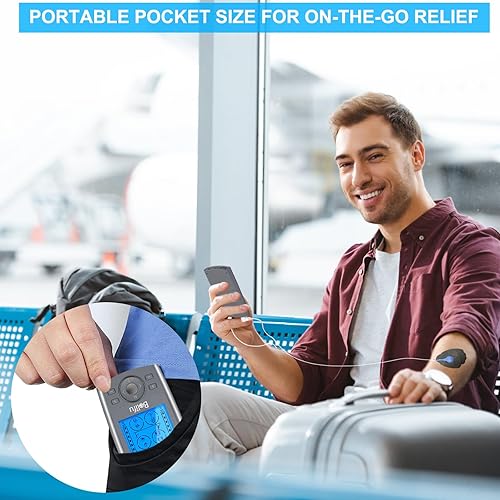 Miniatura 23 de Belifu Unidad TENS EMS de doble canal, 24 modos, estimulador muscular para terapia de alivio del dolor, masajeador electrónico de pulso con 10 Rosa