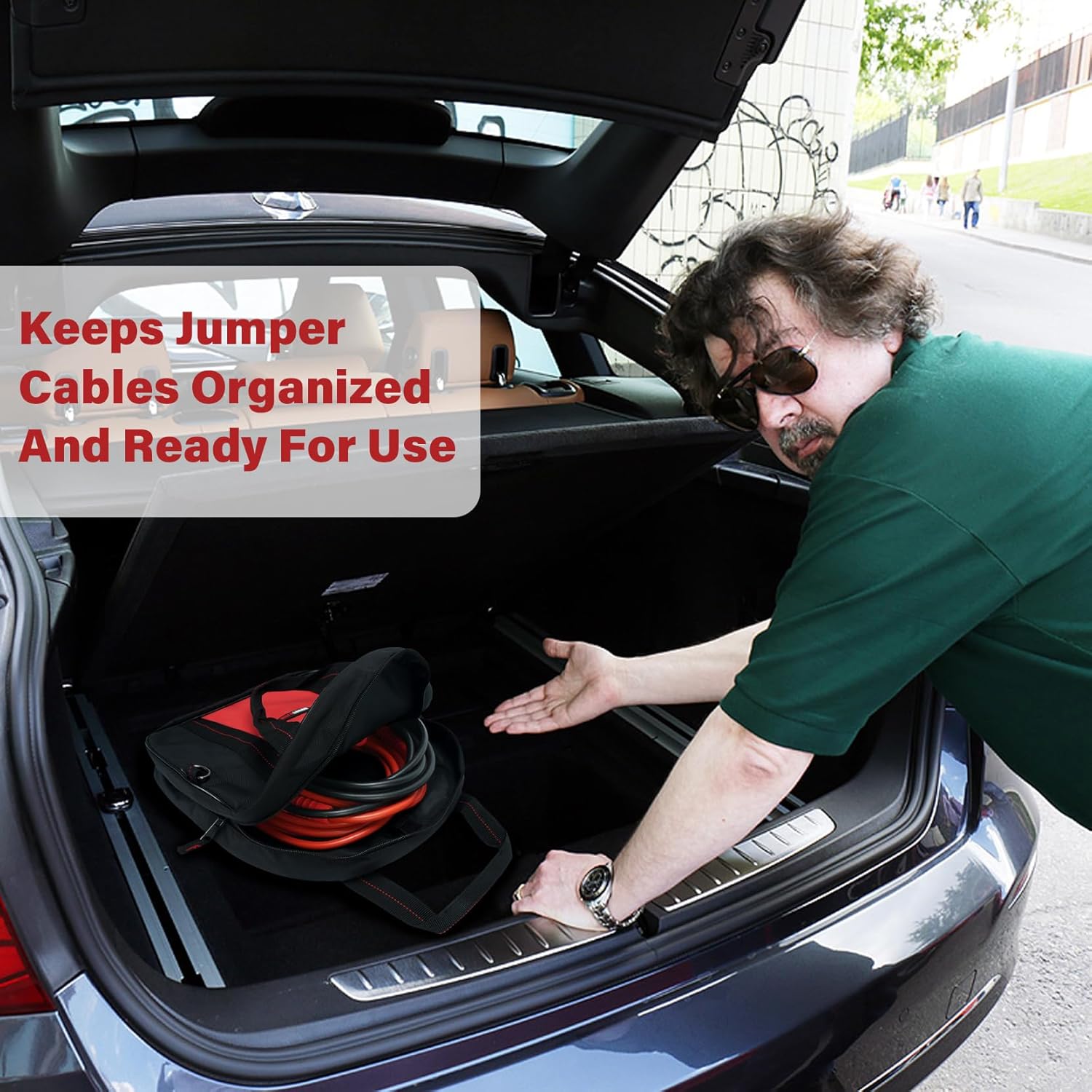 MELOTOUGH Round Jumper Cable Bag+Black Jumper Cable Bag