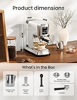 Vista 5 de topzee Espresso Machine 20 Bar, Compact Coffee Maker with Milk Frother & Cold Brew Function, 52oz Removable Water Tank, Stainless Steel Cappuccino