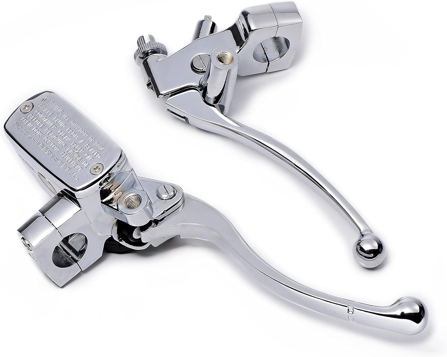 Chrome Universal 1" 25mm Motorcycle Master Cylinder Front Brake & Clutch Levers Set for Harley