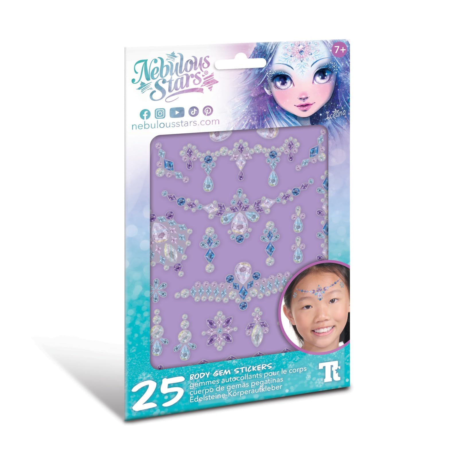 Nebulous Stars 11451 Body Gem Stickers, 25 Pieces, Self-Adhesive Gems for Face, Nails and Body, Bright Colours, Glitter Stones for Crafts and Much More, Assorted