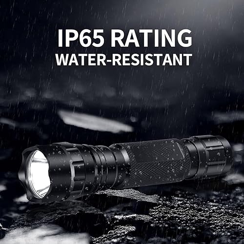 Miniatura 3 de BESTSUN Linterna táctica recargable súper brillante LED de 2000 lúmenes, luz de arma monomodo, impermeable, linterna de caza de mano, linterna con