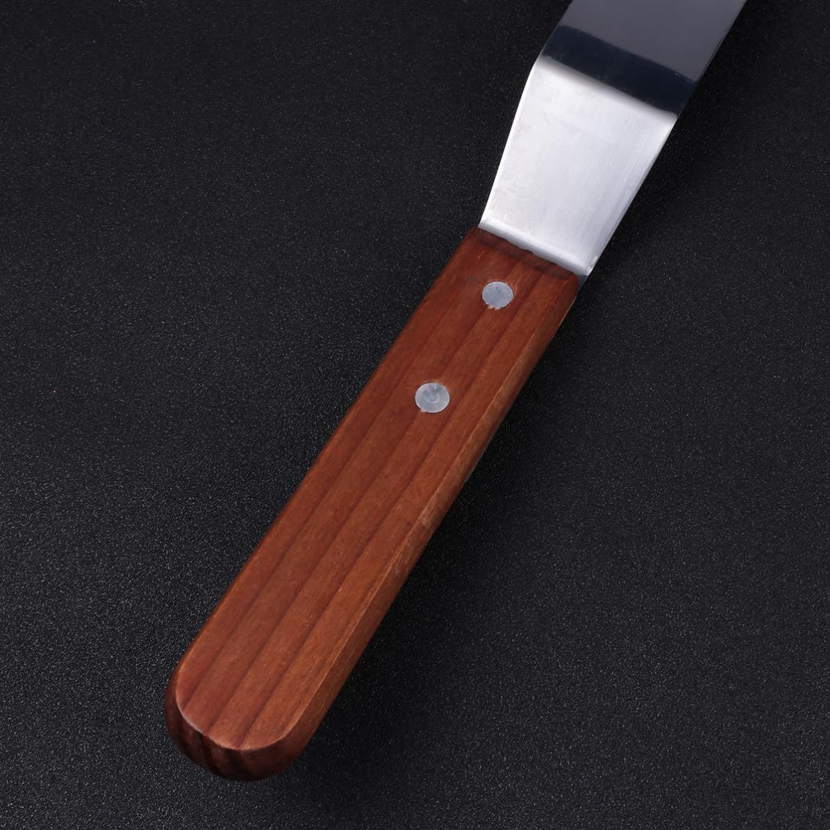 Cream Spatula with Curved Edge Stainless Steel and Redwood Handle