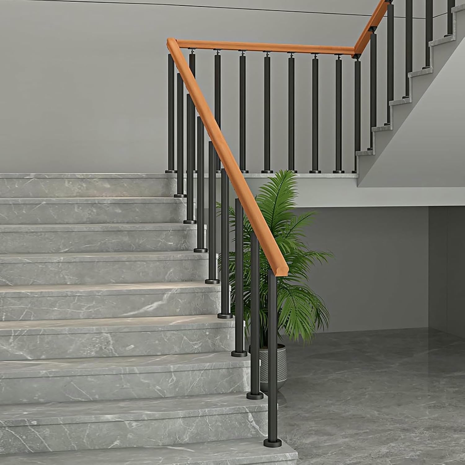 Iron Deck Balusters Interior Stair Railing Spindle, Floor Mount DIY Staircase Decor Complete Kits for Lofts/Villas/Office/Porch, with 270° Adjustable Swivel Head