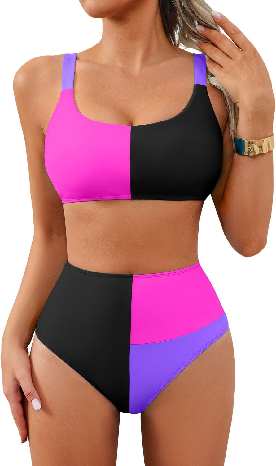 XUNYU Women Two Piece Swimsuit High Waisted Bikini Sets Tummy Control Bathing Suits Sporty High Cut Swim Suit Teen Girls 2026