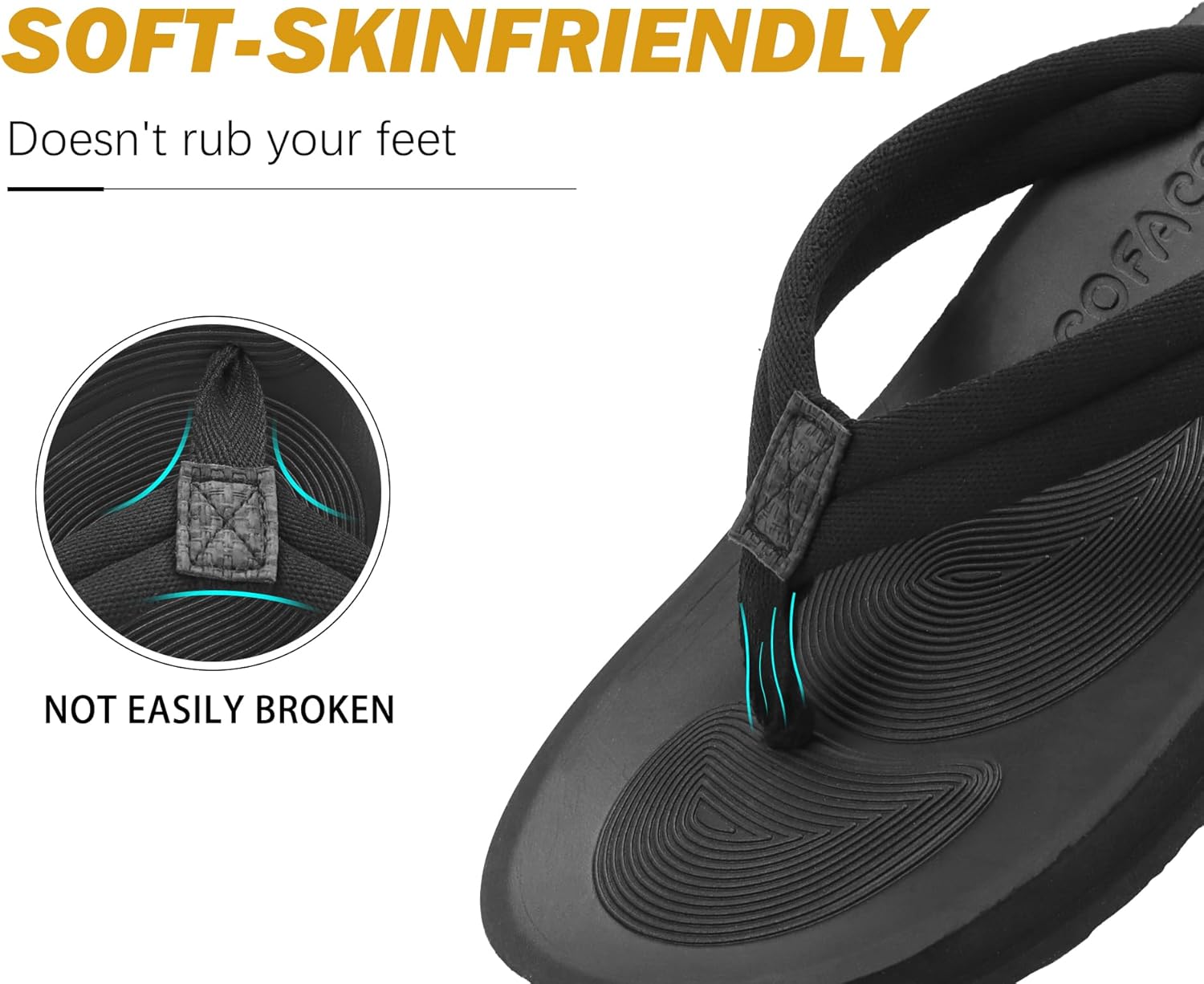 COFACE Flip Flops For Women with Arch Support Comfortable Yoga Mat Orthopedic Sandals Lightweight Womens Flip-Flop - Image 5