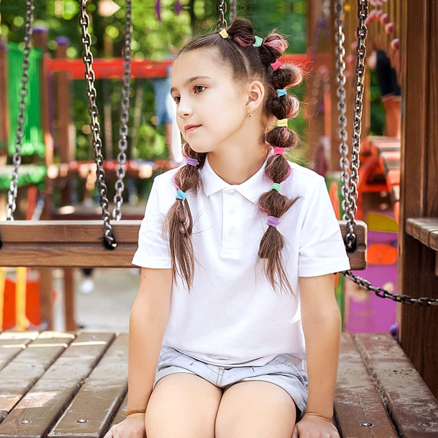 CHOTALIYA 100Pcs Soft Hair Rubber Bands Hair Ties Ponytail Holders For Kids Babies Girls 1