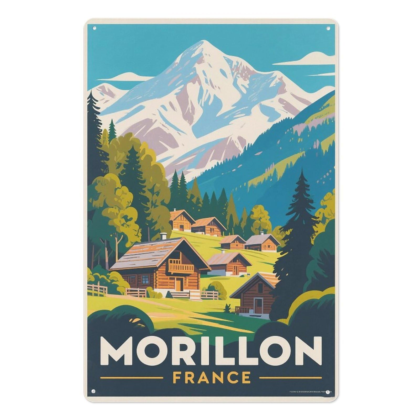 Morillon France Retro Design Tin Painting Vintage Tin Sign 08x12inch(20x30cm) Wall Art for Home Office Bedroom Living Room Cafes Wall Decor