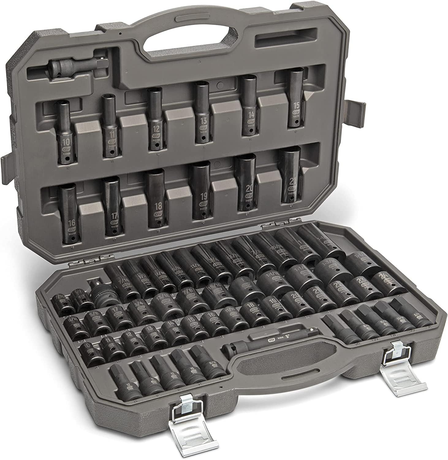 GEARWRENCH 80 Piece 3/8" Drive Standard & Deep SAE/MM Master Impact Socket Set - 89093