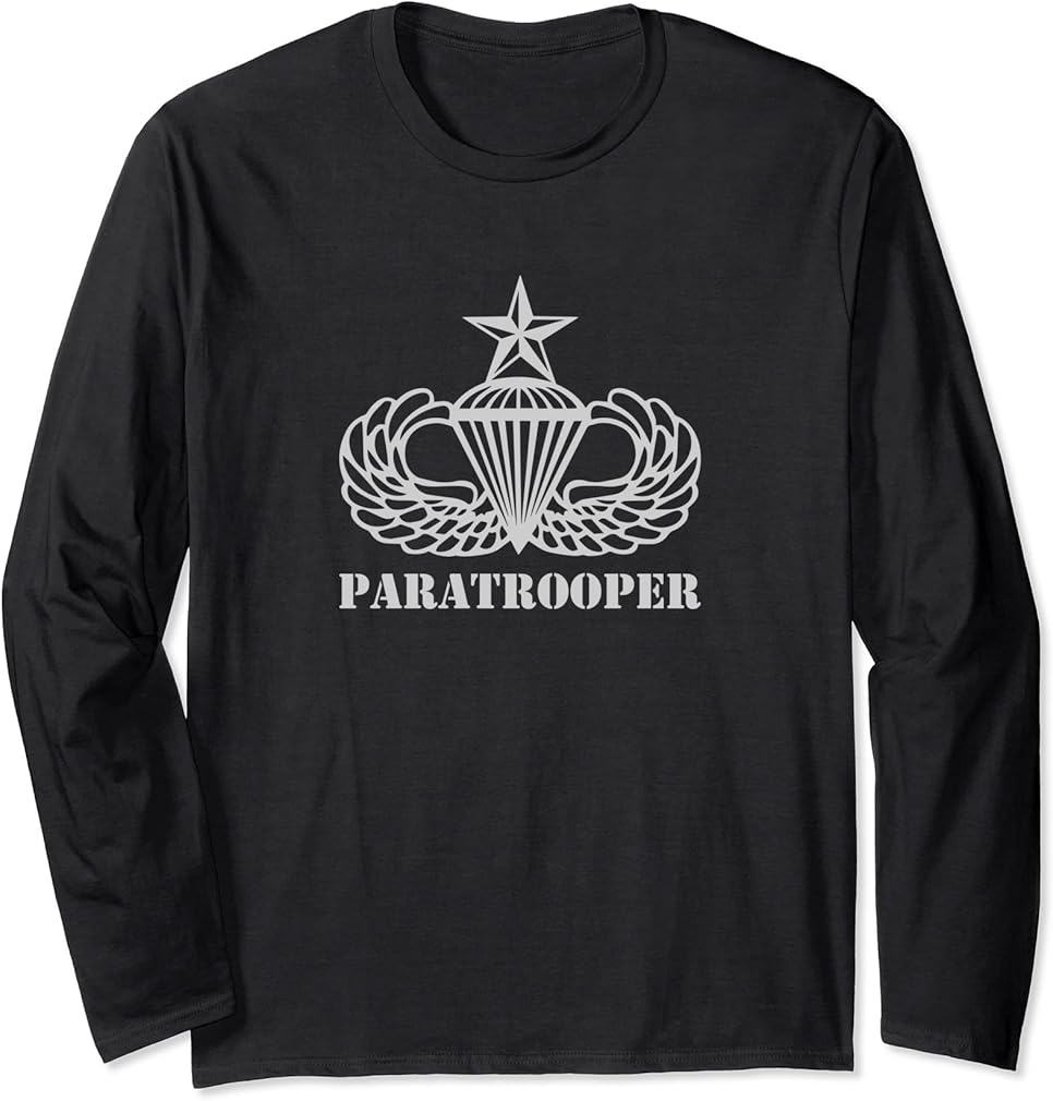 Airborne Senior Parachutist Paratrooper Gray Long Sleeve T-Shirt