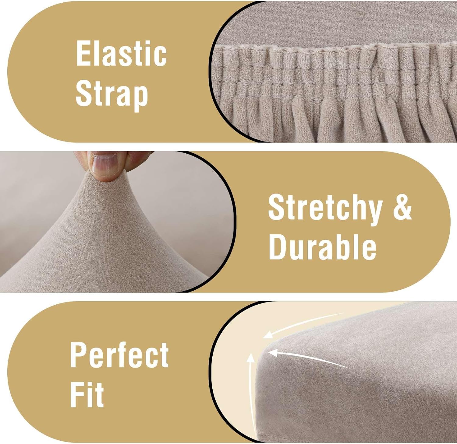 H.VERSAILTEX Velvet Dining Chair Covers Stretch Chair Covers for Dining Room Set of 4 Parson Chair Slipcovers Chair Protectors Covers Dining, Soft Thick Solid Velvet Fabric Washable, Oatmeal