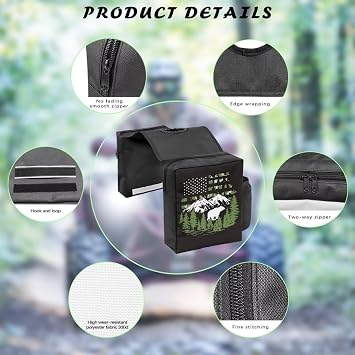 ATV Tank Top Bag Motorcycle Saddle Bags Waterproof Snowmobile Storage Saddle Bag American Flag Mountain Design UTV Cargo Pocket Universal ATV Front Accessories