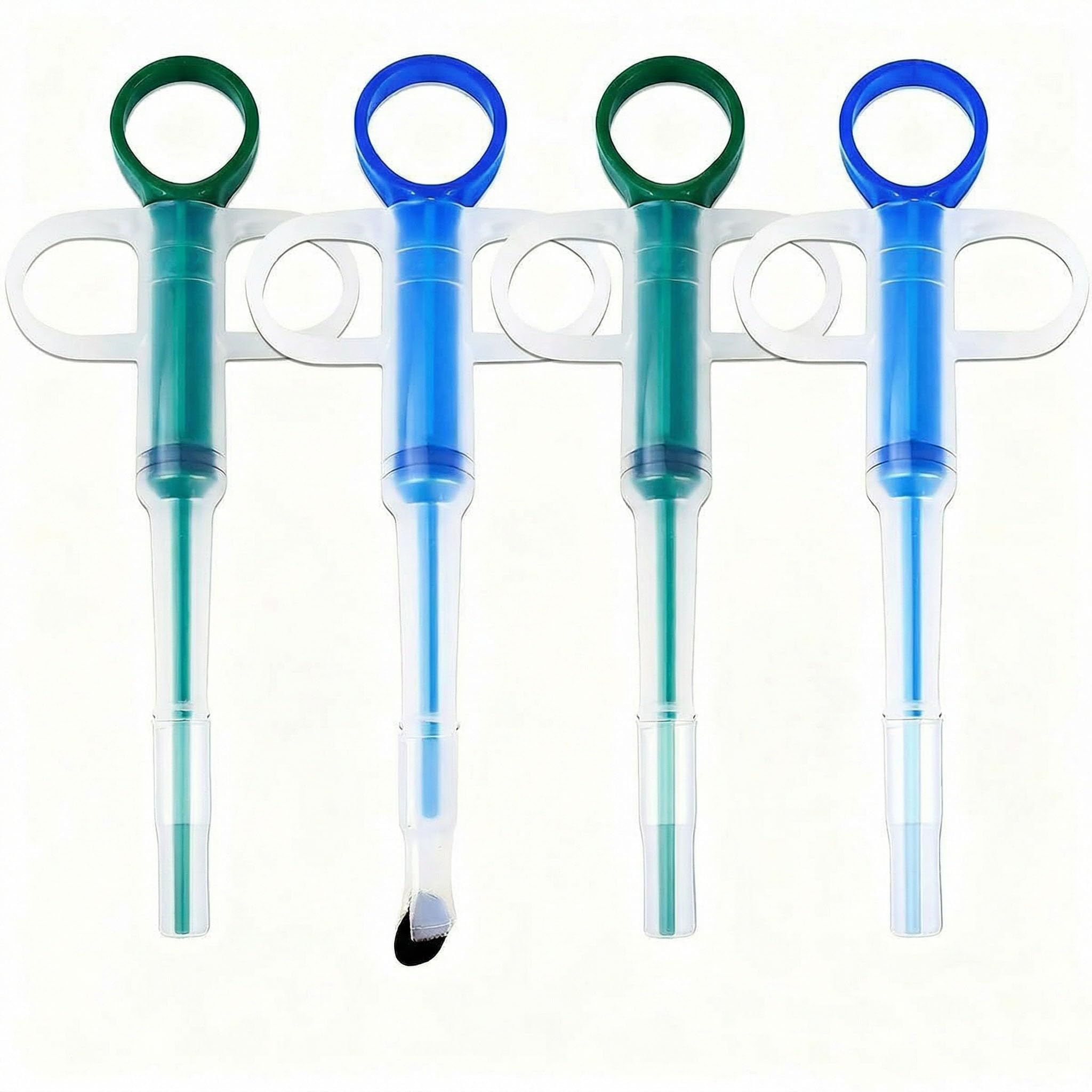 Dispensador de píldoras y popper para gatos, pistola de 4 piezas con punta suave, herramienta alimentadora de medicamentos para perros y animales pequeños, empujador de jeringa para tabletas