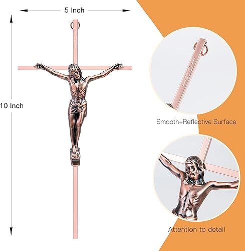 Miniatura 4 de ALDENTA Crucifijo de pared  Crucifijo de pared católica dorada  Cruces de pared de metal de 10 pulgadas para decoración del hogar