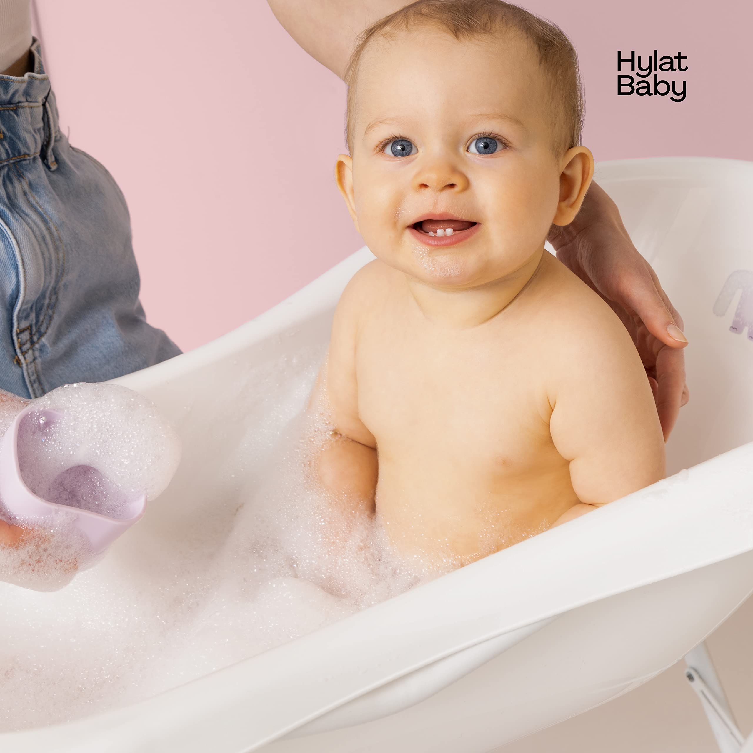 Hylat Baby Juego de baño para bebé con marco - para recién nacidos y bebés - estable y cómodo, Color: Blanco, Motivo:Yeti