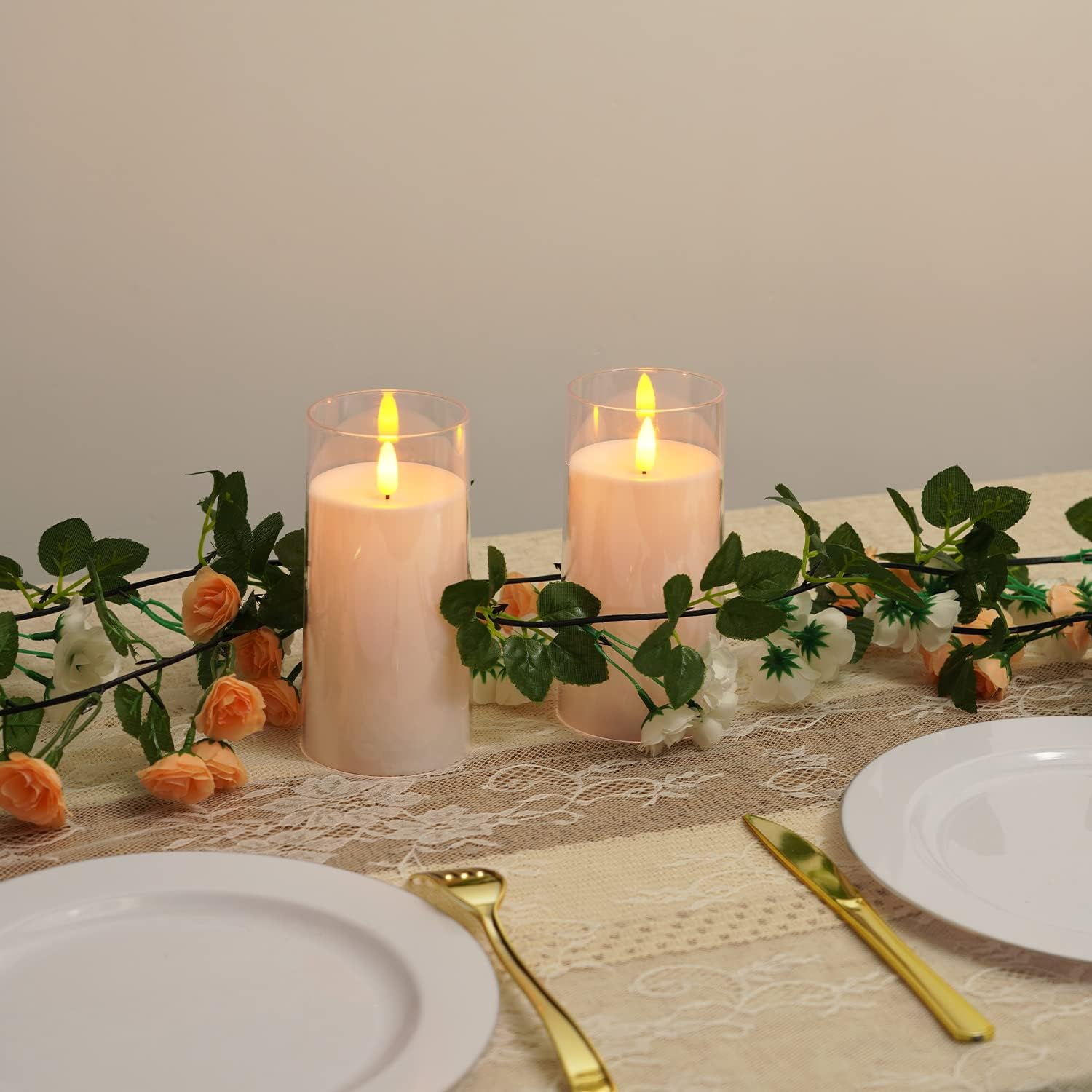 Buy Amagic 3 x 6 Pure White Acrylic Flickering Flameless Candles, 3D