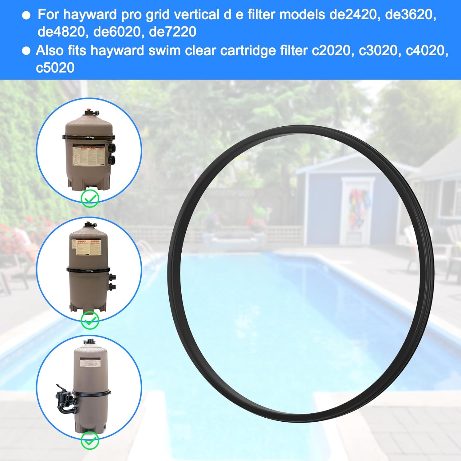 Dex2422z2 Filter Seal Gasket + with Lube for Hayward Select Cartridge,Pro-Grid DE and SwimClear Filters，Compatible DE2420、DE3620、DE4820、DE6020、C7000、C7030 、DE7220、C2030、C3030