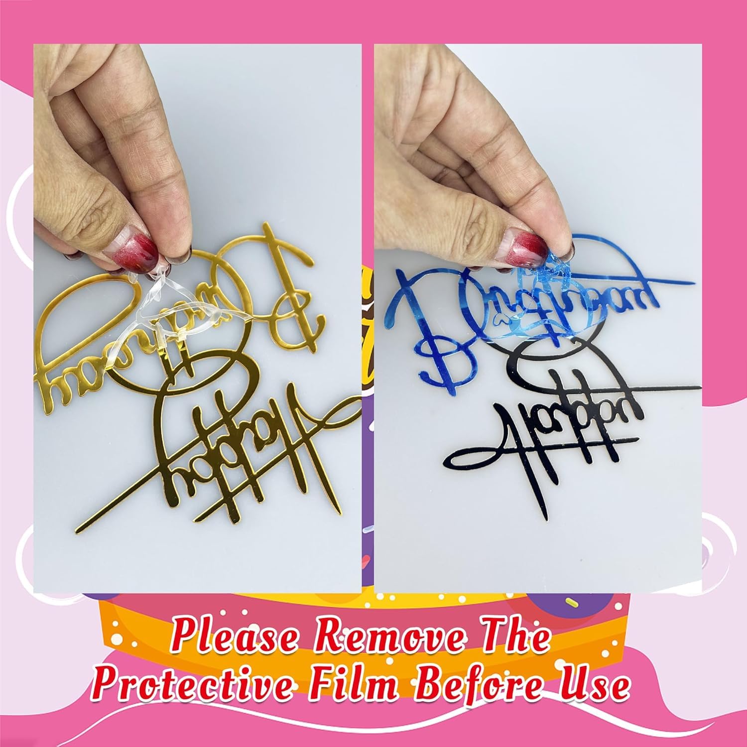 30 Stück Happy Birthday Cake Topper – Acryl-Geburtstagsdekoration In Gold, Silber & Schwarz | Wiederverwendbare Kuchen-Deko