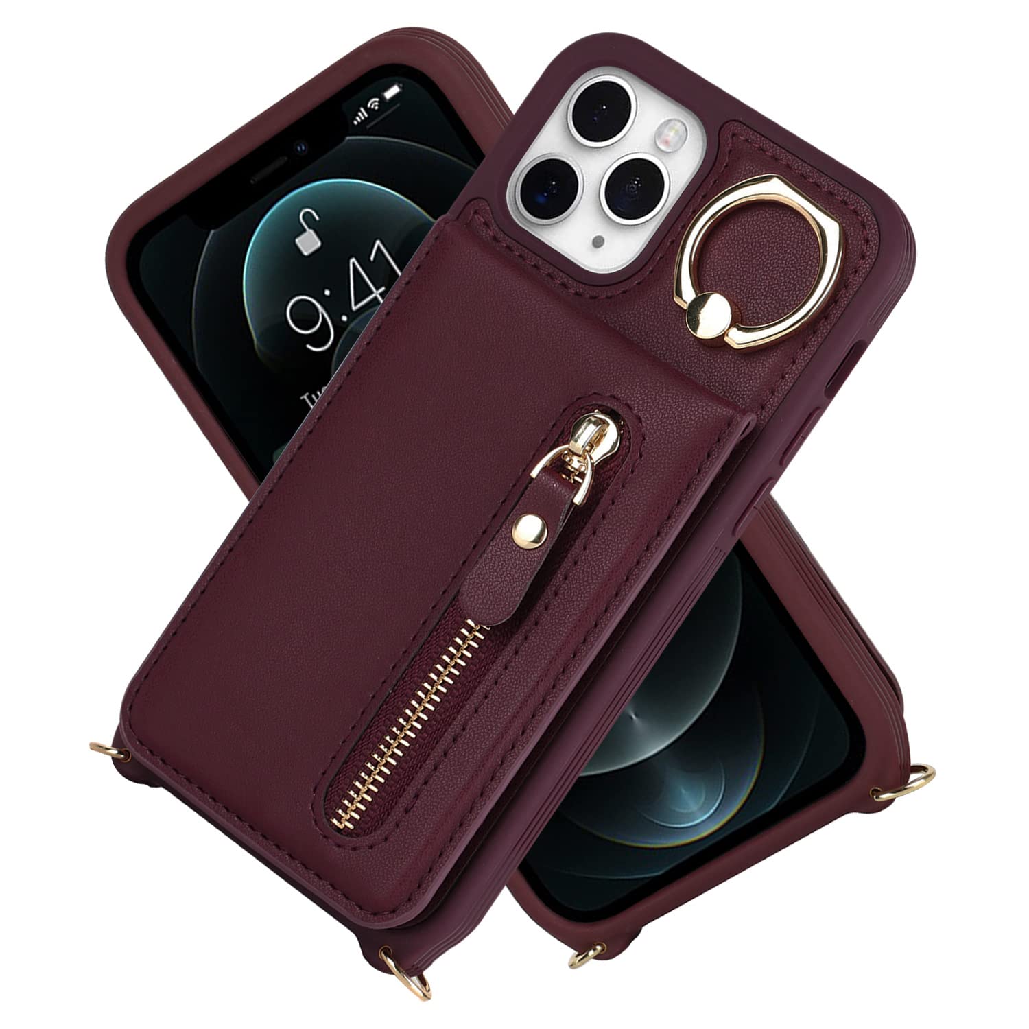 IPhone 11 Pro Max Hülle Mit Kartenfach & Schulterriemen – Elegante Handytasche Für Damen Mit Ständerfunktion