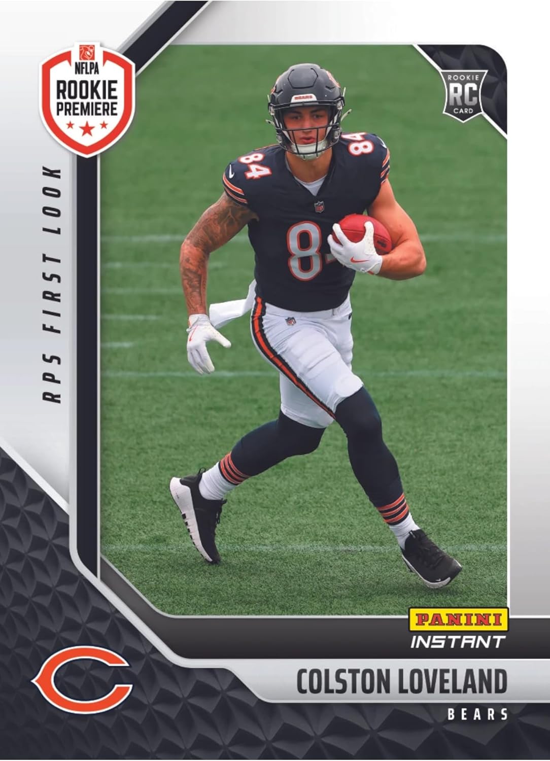 2025 Panini Instant Colston Loveland RC #RPSFL-5- First Look -Bears Rookie Football Trading Card- Chicago - Each Card Stamped 1 of 495 on back. Shipped in Protective Screwdown Holder!