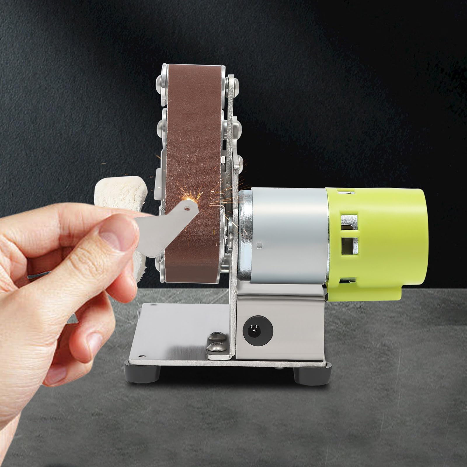 Lijadora de cinta en miniatura para pulidora, pulidora, disco giratorio, lijadora, mesa ajustable, velocidad variable, procesamiento de metales, joyería de vidrio cereámico