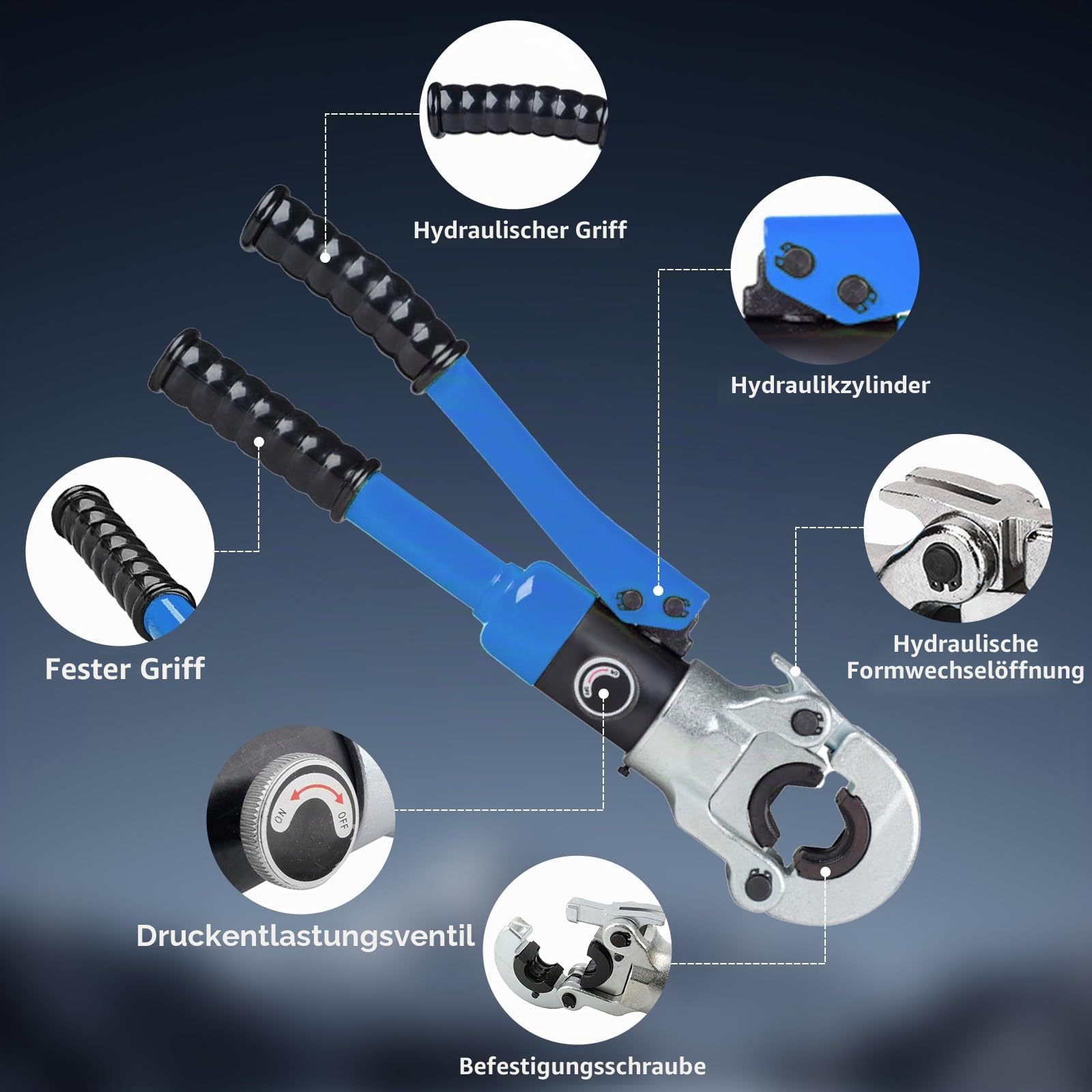 Presszange Kupferrohr V-Kontur und TH-Kontur mit Rohrabschneider – Presszange Handpresszange Kupferrohr mit V12 V15 V18 V22 V28 Und TH16 TH20 TH26 TH32