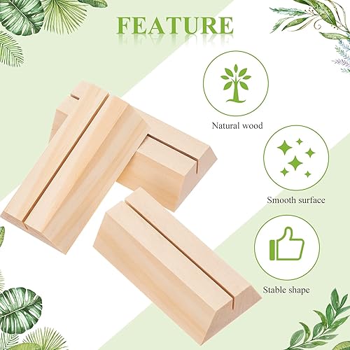 Miniatura 5 de 12 soportes de madera para colocar tarjetas trapezoidales de madera para números, soportes de soporte para tarjetas de identificación para bodas,
